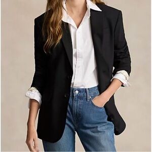 Ralph Lauren Classic Black Single-Breasted 100% Linen Women's Blazer size 8 NWOT